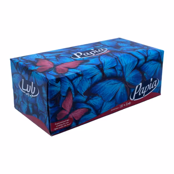 دستمال کاغذی پاپیا 150 برگ 2 لایه طرح پروانه