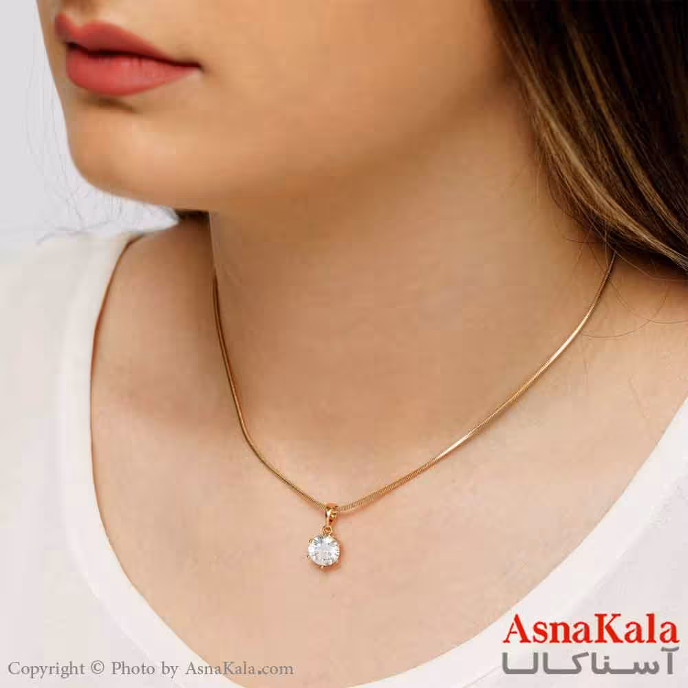 گردنبند زنانه ژوپینگ مدل تک نگین کد GNB16107W -آسناکالا