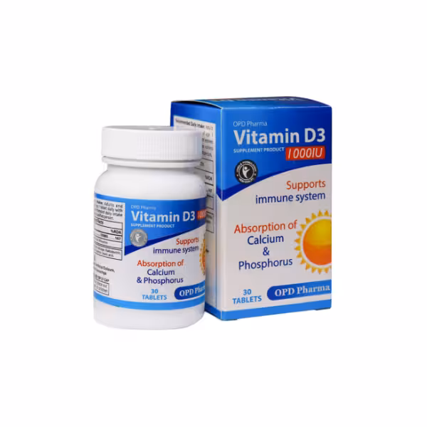 قیمت و خرید ویتامین د3 1000 او پی دی فارما 30 عددی - داروکاو