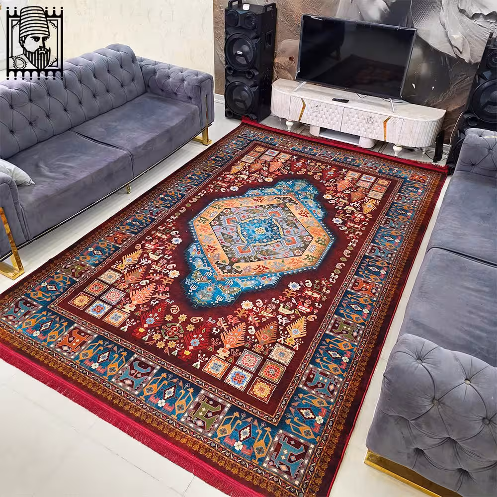 فرش 1240 شانه طرح دستباف کد T1113 لاکی