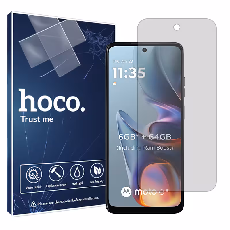 گلس موتورولا Moto E15 مدل هیدروژلی شفاف برند هوکو کد S