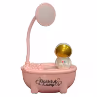 چراغ مطالعه مدل شارژی فانتزی طرح وان حمام و فضانورد صورتی سه کاره