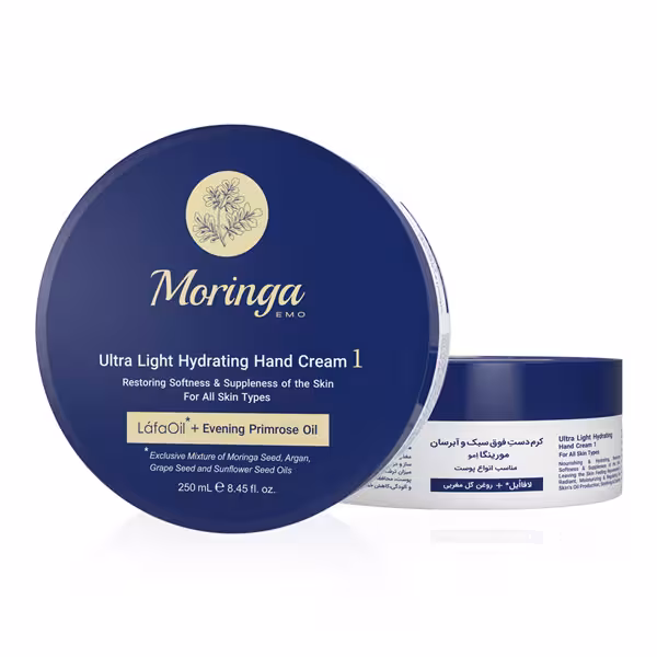 کرم دست فوق سبک و آبرسان مورینگا مناسب انواع پوست حجم 250 میل