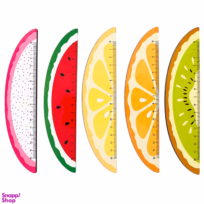 خط کش 15 سانتی متری طرح میوه کد 5 مجموعه 5 عددی