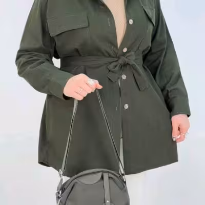 مانتو دانشجویی کتان مدل دوجیب