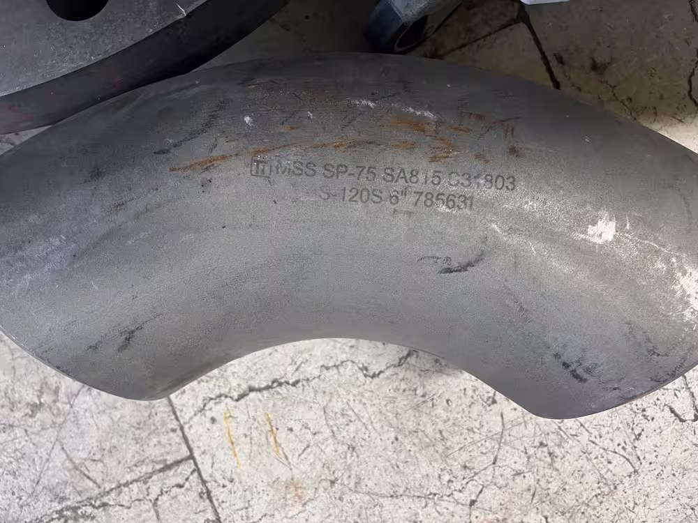 زانو 6 اینچ دابلکس 90 درجه رده 120 مانیسمان  از جنس  A 815 / S 31803