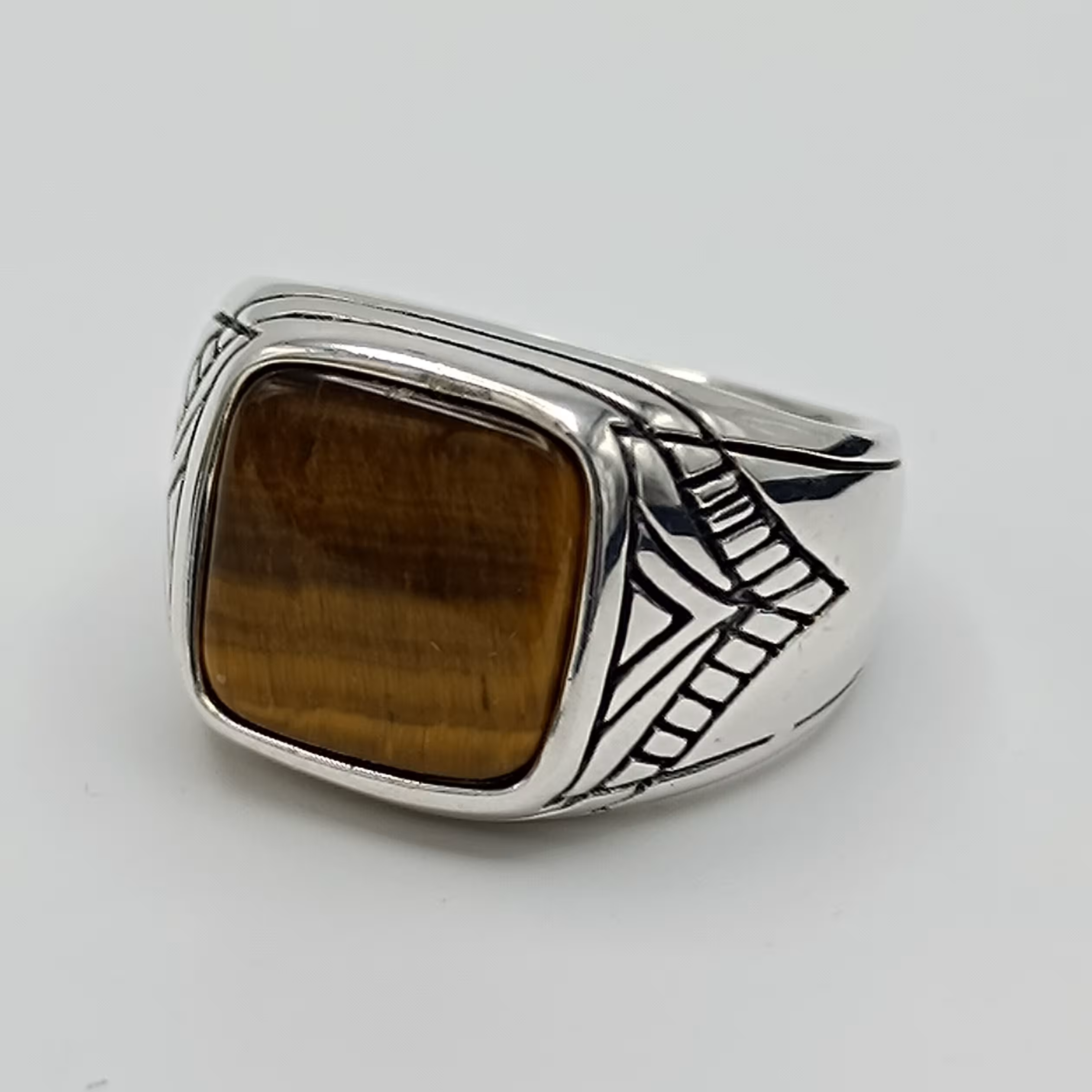 انگشتر نقره مردانه طرح تُرک نگین تایگر آیز چشم ببر کد 1928