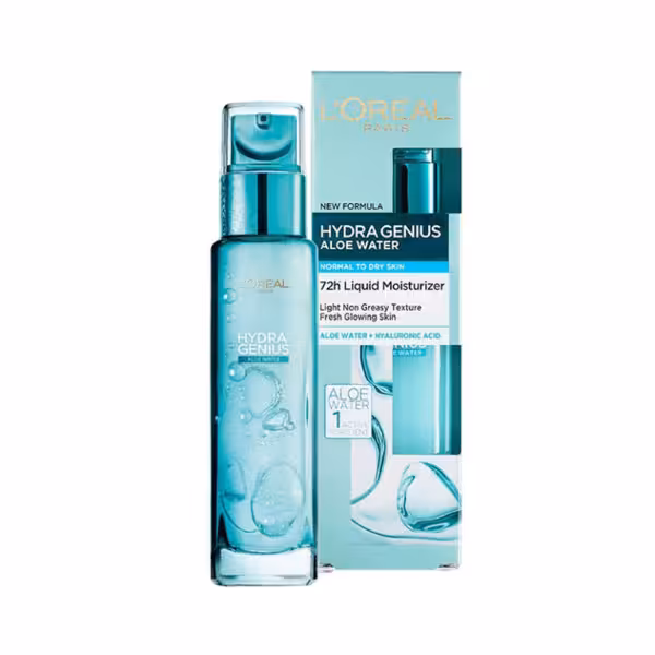 مرطوب‌کننده لورآل پاریس هیدرا جنیوس با عصاره آلوئه ورا – مناسب پوست معمولی تا خشک، 70 میلی‌لیتر