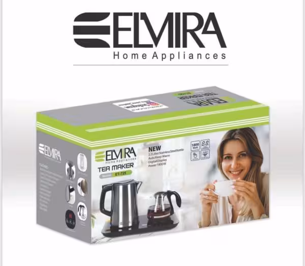 چایساز کنارهمی لمسی کتری استیل مدل A0019           ET-725