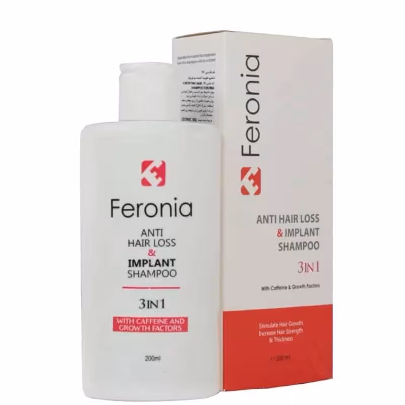 شامپو ایمپلنت و ضد ریزش حاوی کافئین فرونیا 200 میل