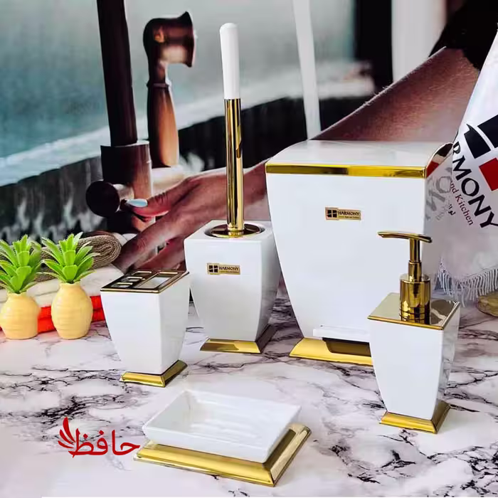 ست سرویس بهداشتی هارمونی مدل آوا سفید طلایی