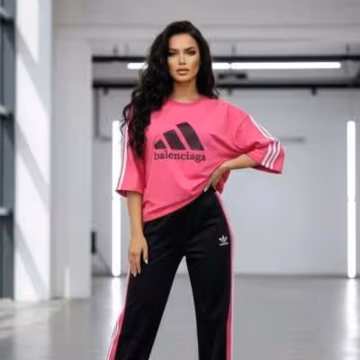 ست تیشرت باکسب و شلوار بگ آدیداس