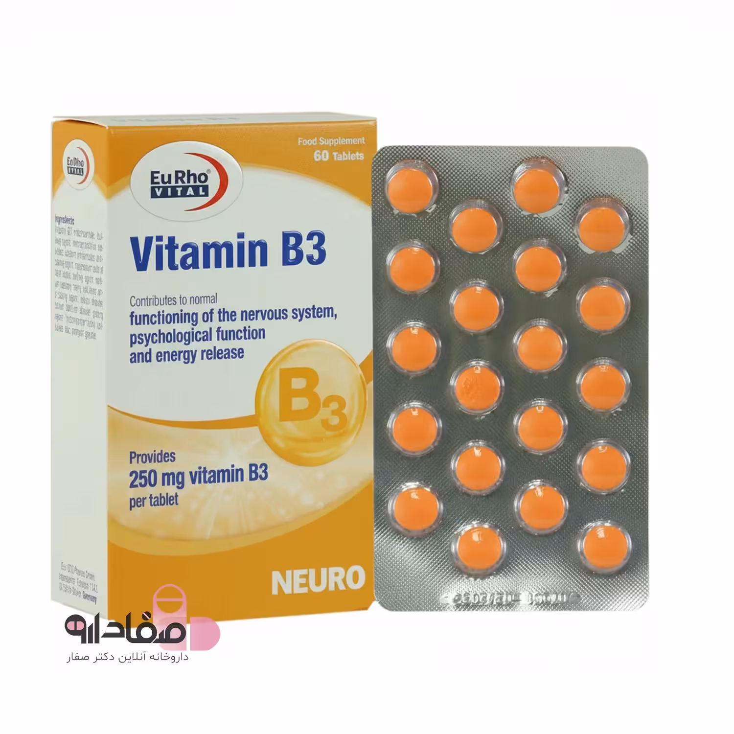 قرص ویتامین ب 3 یوروویتال بسته 60 عددی | Eurho Vital Vitamin B3