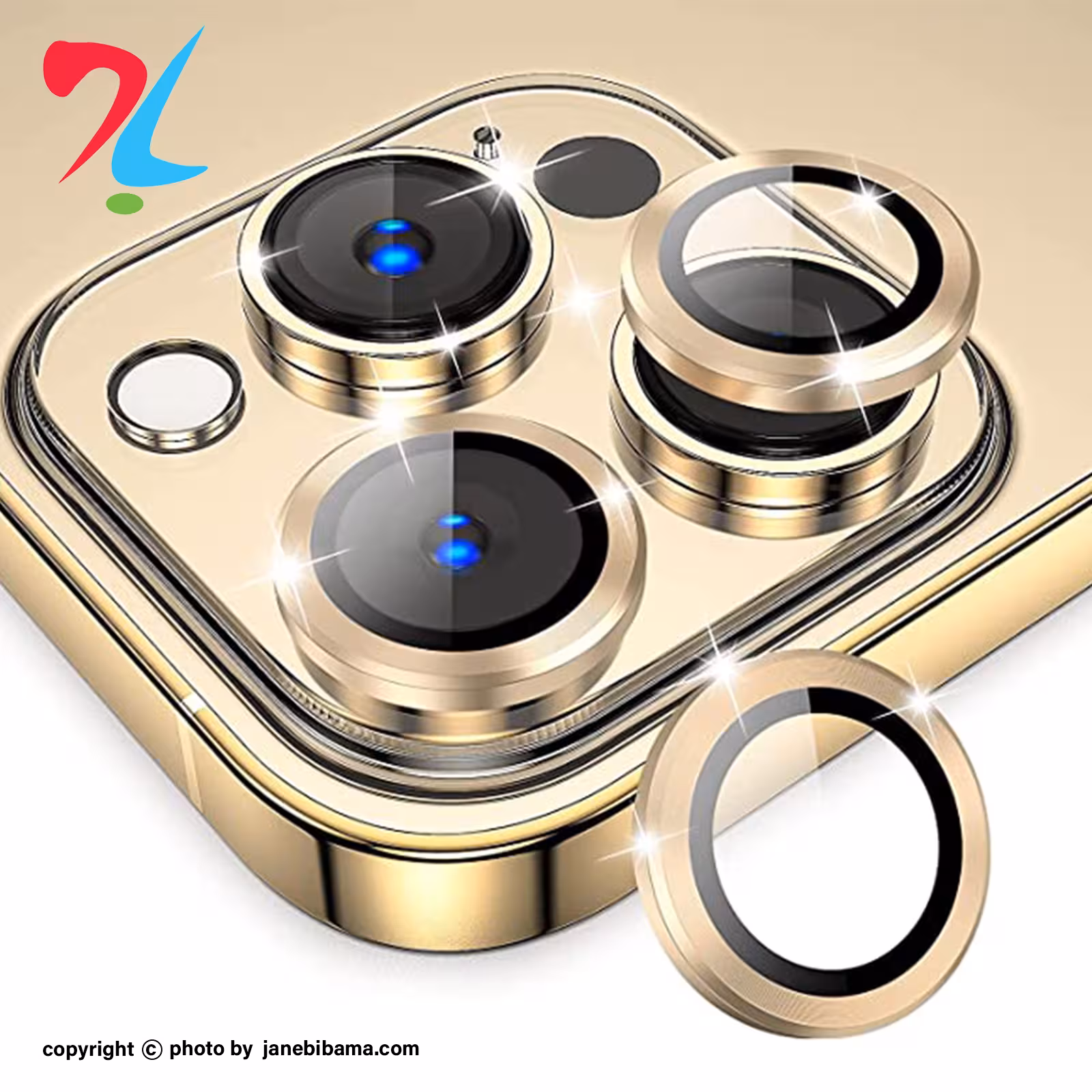 محافظ لنز دوربین مدل رینگی مناسب برای گوشی موبایل اپل Iphone 14 pro / 14 pro max - گلد