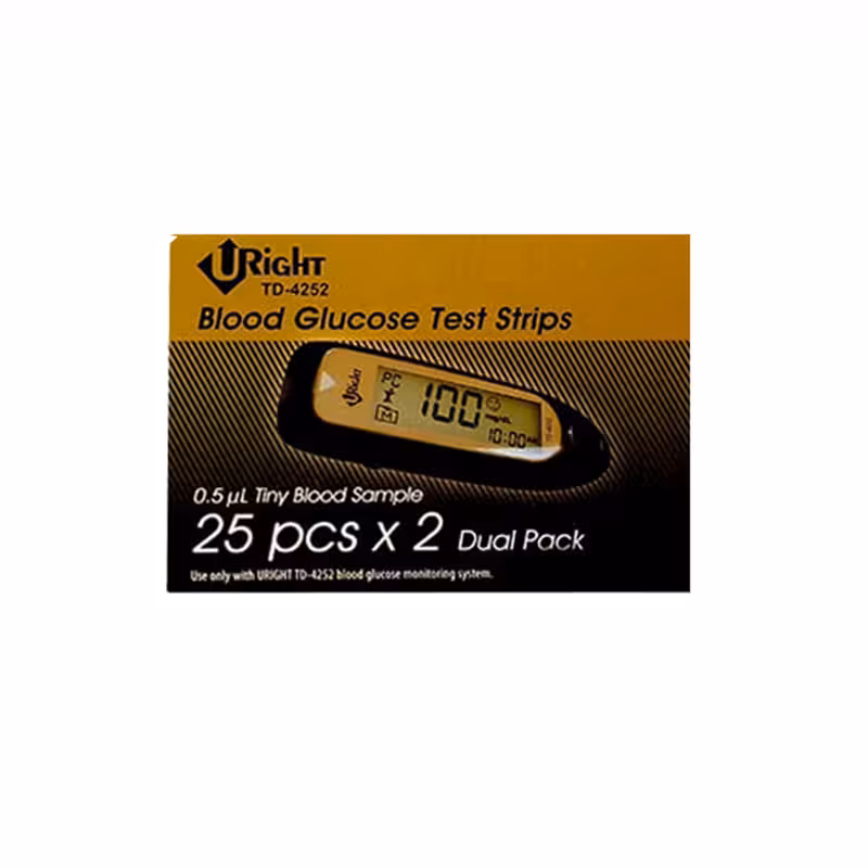 نوار تست قند خون یورایت  URight طلایی 50عددی