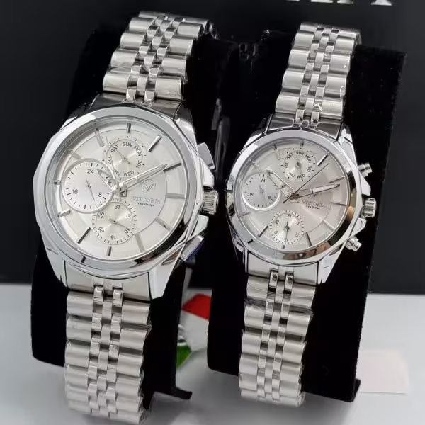 ست اورجینال ساعت زنانه و مردانه ویتوریا مدل VITTORIA VT33028-G VT3413-L SSG