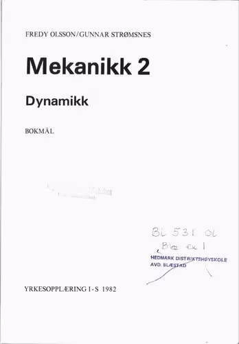 خرید و دانلود نسخه کامل کتاب Mekanikk. 2 Dynamikk