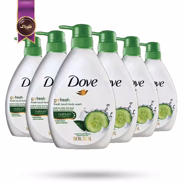 6 عدد شامپو بدن داو Dove مدل رایحه خیار و چای سبز Go Fresh حجم 550 میلی لیتر (اورجینال)