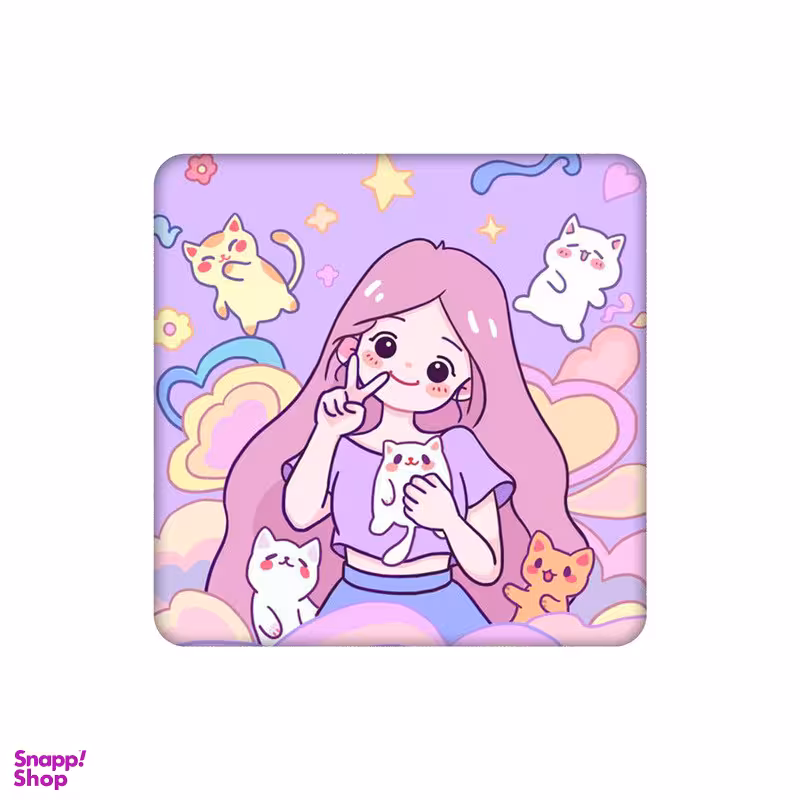 زیرلیوانی طرح دختر و گربه های کیوت کد 9916005