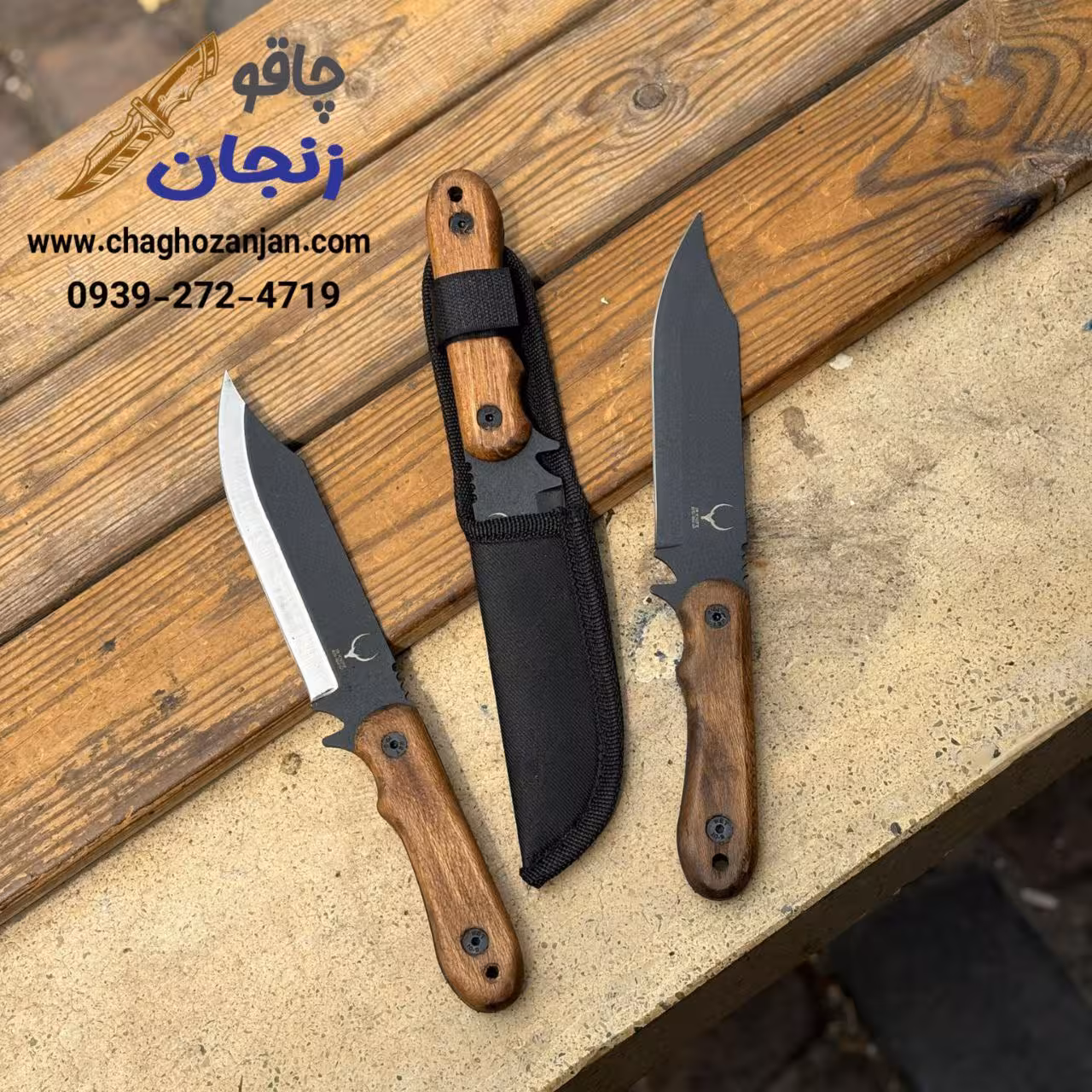 چاقو شکاری D5 دستساز زنجان سایز متوسط همراه با غلاف