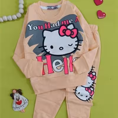 ست بلوز شلوار دور پنبه دخترانه سایز40