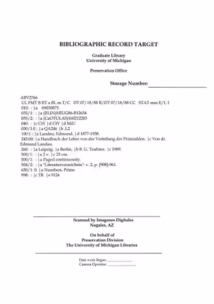 خرید و دانلود نسخه کامل کتاب Handbuch der Lehre von der Verteilung der Primzahlen