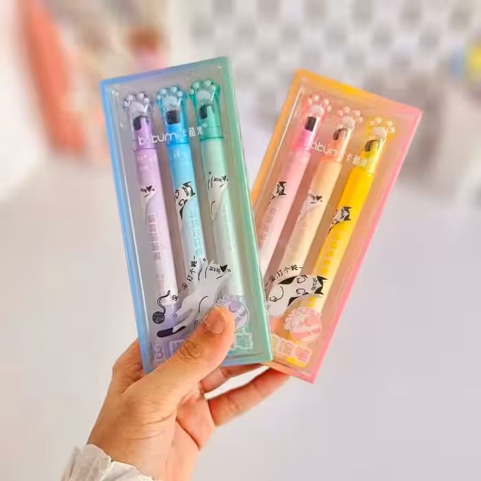 هایلایتر و مهر غلطکی طرح گربه