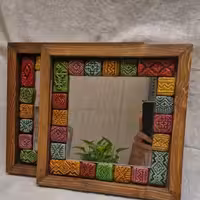 آینه دستساز سفال و چوب شمسا