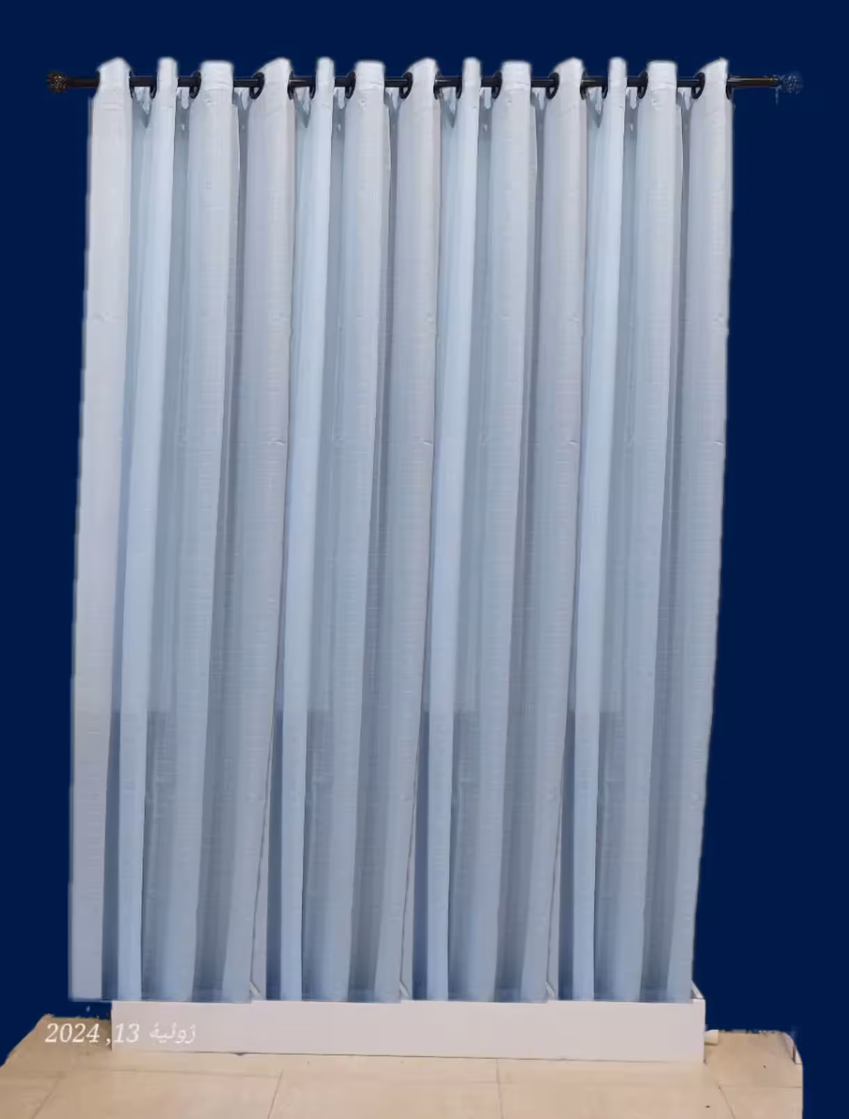 پرده پانچی حریر آبی آسمانی (عرض 2 تا 2.5 متر)