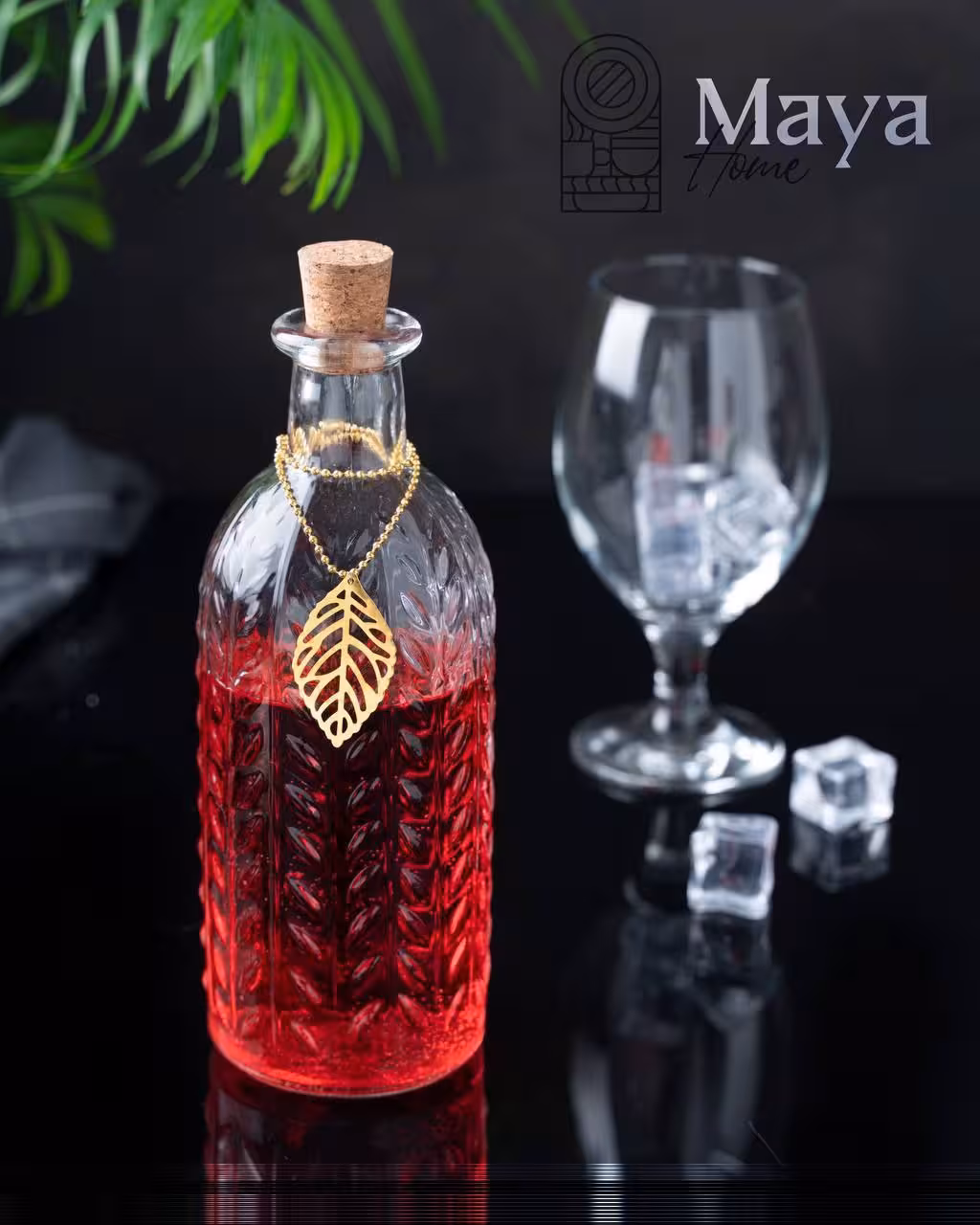 بطری آبلیمو و روغن شیشه‌ای طرح گندم مایا