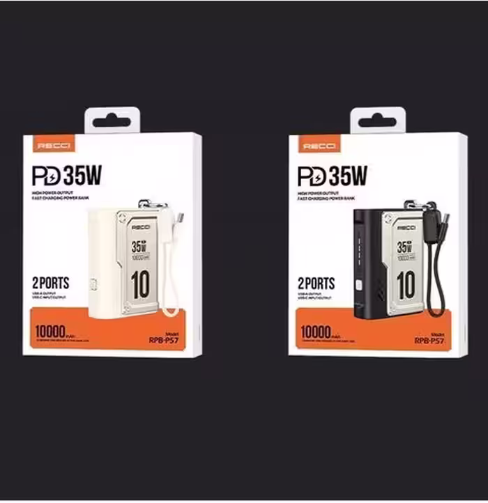 پاور بانک رسی 10000 میلی آمپر فست شارژ 35 وات برند Recci مدل RPB-P57