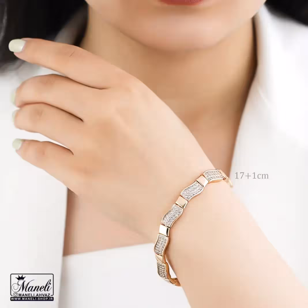 دستبند ژوپینگ طرح موج نگین دار 14030531