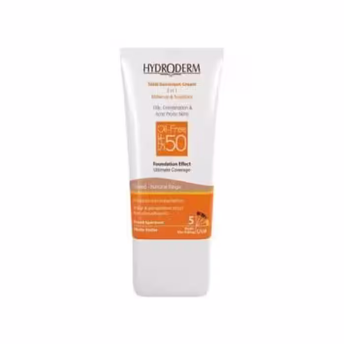 کرم ضد آفتاب فاقد چربی 2In1 هیدرودرم SPF50 حجم 40 میلی لیتر - بژ طبیعی