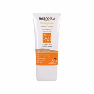 کرم ضد آفتاب فاقد چربی 2In1 هیدرودرم SPF50 حجم 40 میلی لیتر - بژ طبیعی