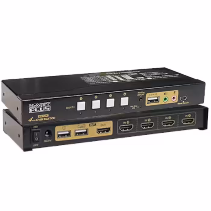 سوئیچ کی وی ام 4 خروجی اتومات HDMI USB کی نت پلاس مدل KP-SWKH404