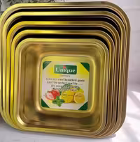 لگن استیل مربع طلایی 5 تیکه