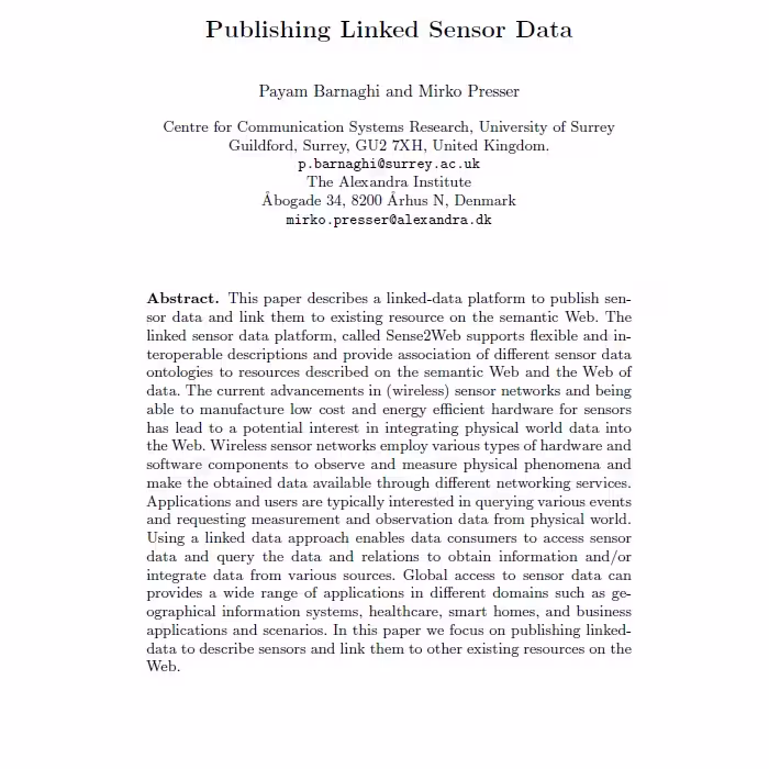 ترجمه فارسی مقاله Publishing Linked Sensor Data (انتشار داده های سنسورهای مرتبط)