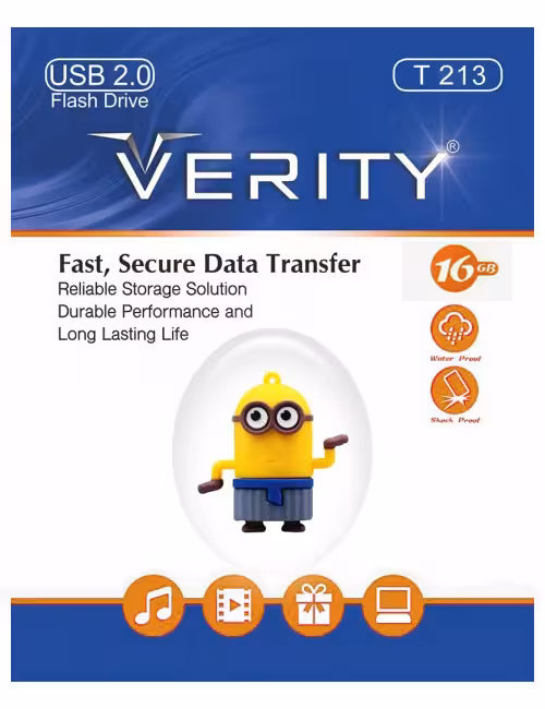 فلش مموری عروسکی وریتی مدل T213 طرح مینیون ظرفیت 16 گیگابایت