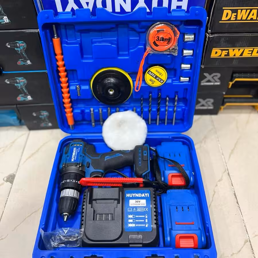 دریل شارژی هیوندای موتور براشلس 36v