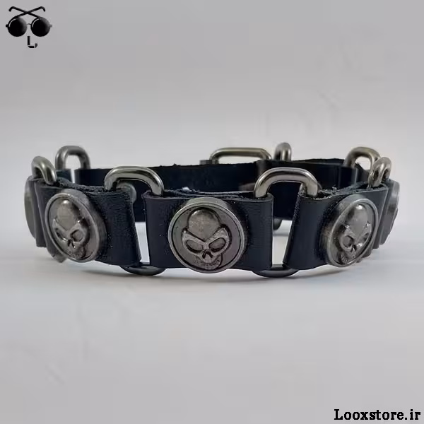 دستبند اسکلتی چرم تیکه ای خفن