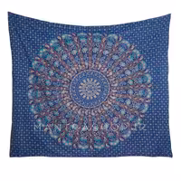 بکدراپ تپستری هندی طرح ماندالا بته جقه تمام نخ : سورمه ای