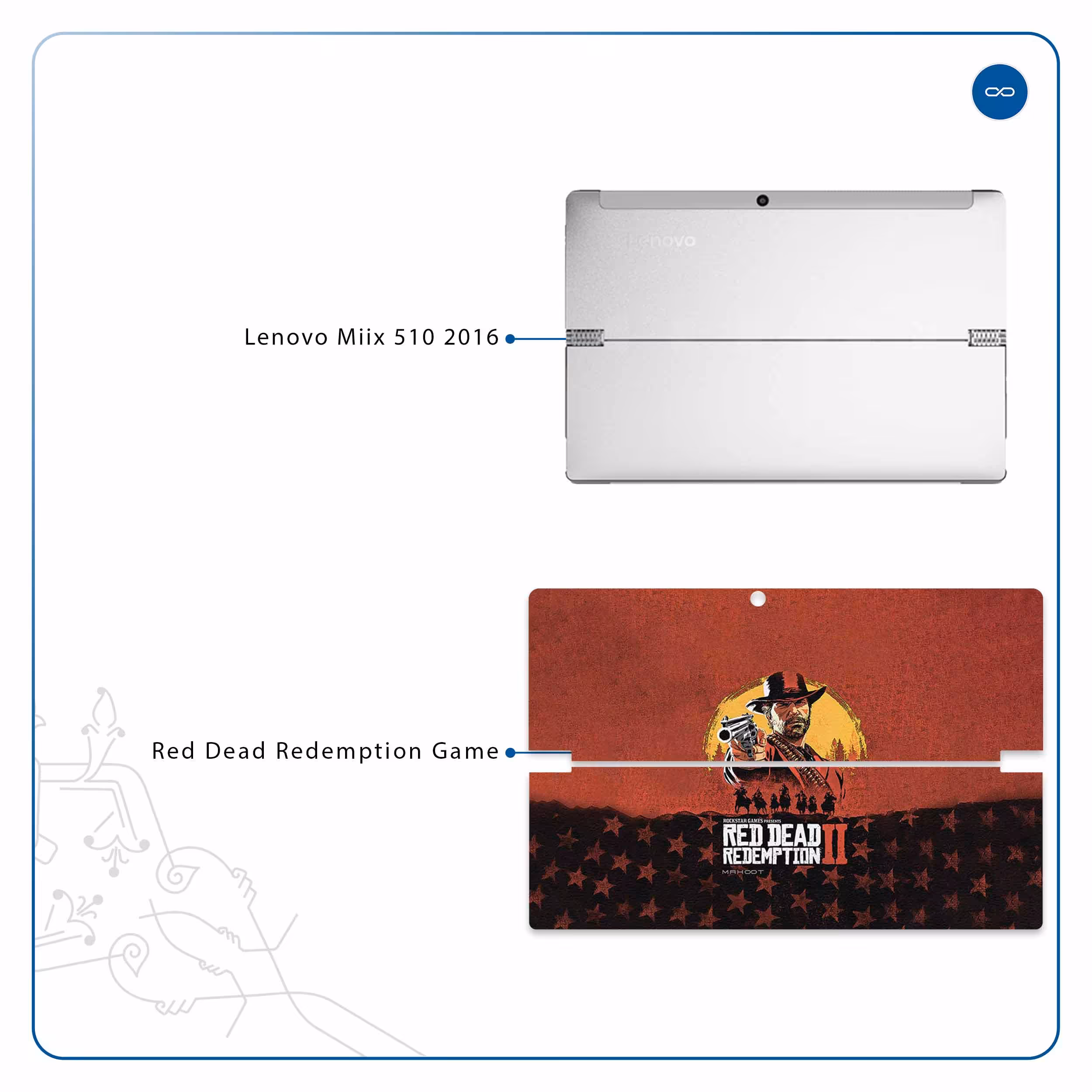 برچسب پوششی ماهوت مدل Red-Dead-Redemption-Game مناسب برای تبلت لنوو Miix 510 2016
