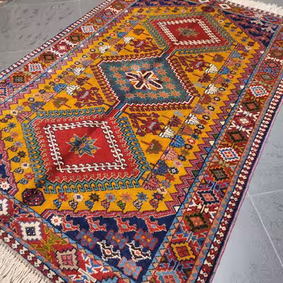 فرش دستبافت یک و نیم متری طرح لوزی کد AA476