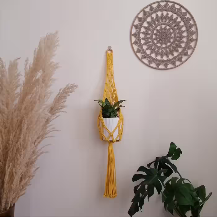 آویز گلدان بافتنی مدل دیواری کد P448