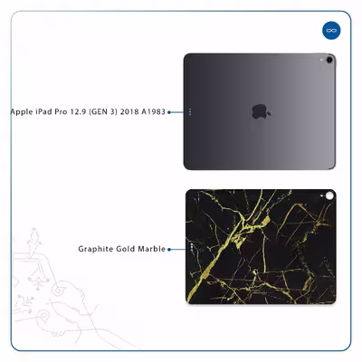 برچسب پوششی ماهوت مدل Graphite-Gold-Marble مناسب برای تبلت اپل iPad Pro 12.9 (GEN 3) 2018 A1983