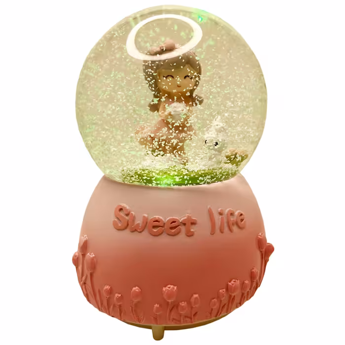 گوی موزیکال مدل پمپی Sweet Life طرح دختر مهربون و خرگوش کوچولو کد PA8