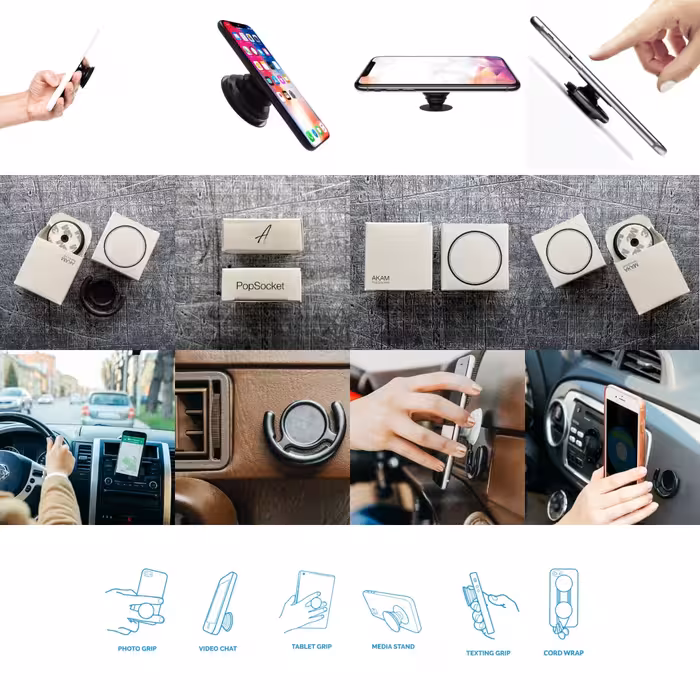 پایه نگهدارنده گوشی موبایل پاپ  سوکت آکام مدل APSC001843 به همراه پاپ کلیپ