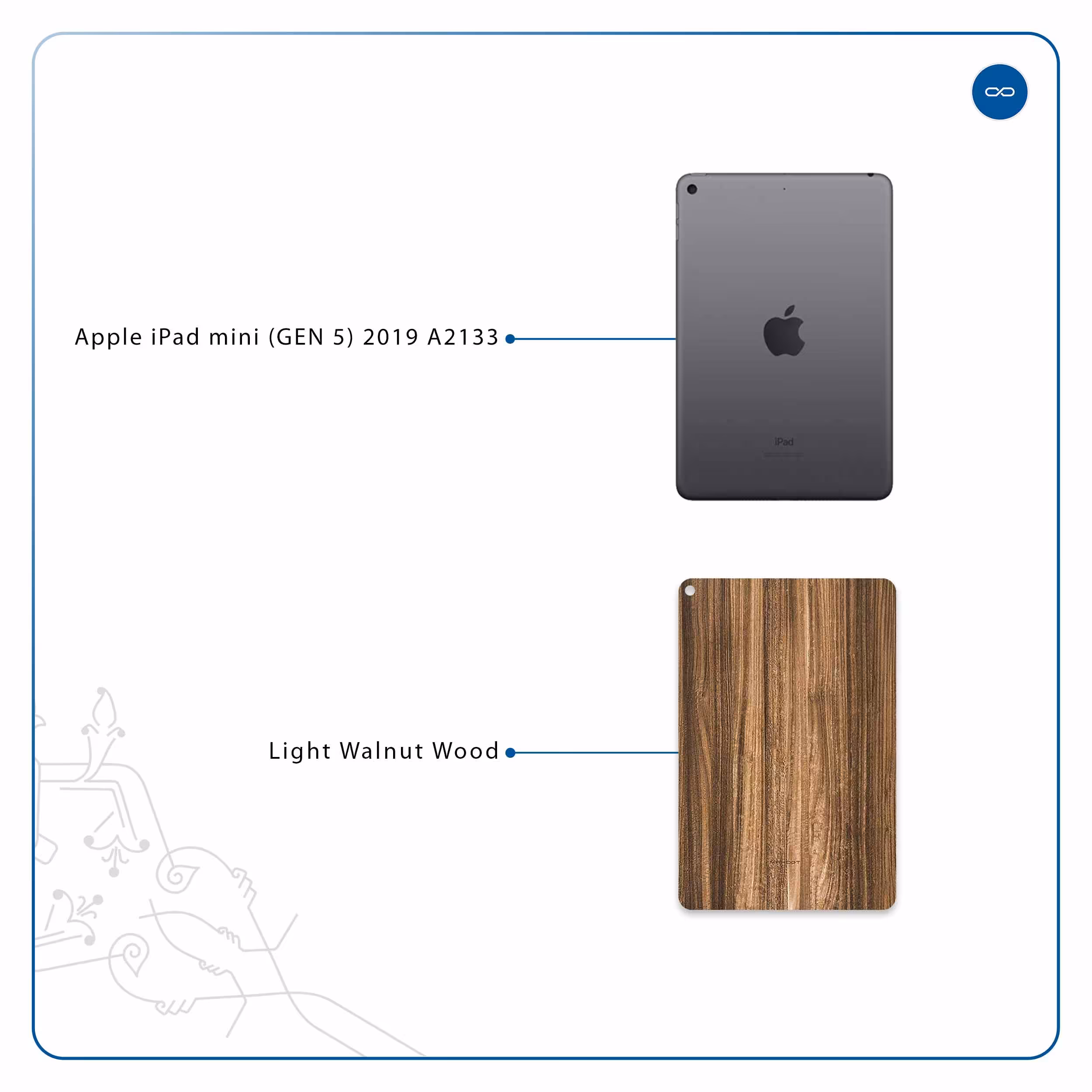 برچسب پوششی ماهوت مدل Light Walnut Wood مناسب برای تبلت اپل iPad mini (GEN 5) 2019 A2133
