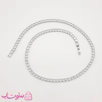 گردنبند زنانه تنیسی درشت نقره ای سفید 45 سانت 4 میل کد 2488