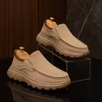 کفش چرم مردانه طبی کد TB074CR رنگ خاکی